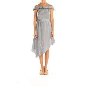 NWT Intermix striped off shoulder asymmetrical summer dress L